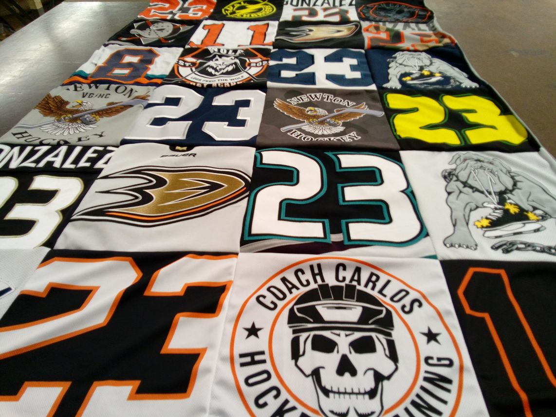 T-shirt quilt from newton college by Jennifer from CA