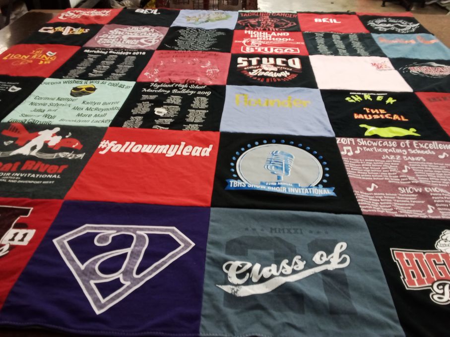 T-shirt quilt from highland high school by Julia from IL