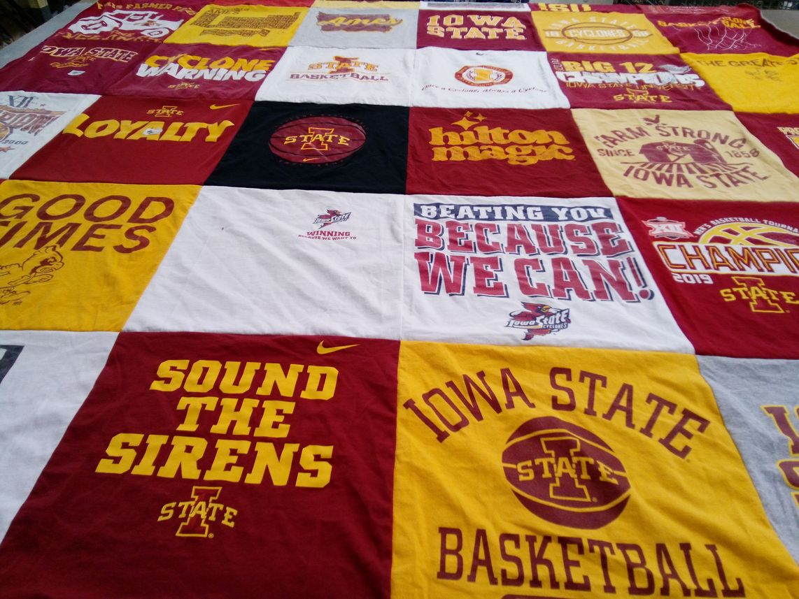 T-shirt quilt featuring iowa state university basketball by Claire from IA