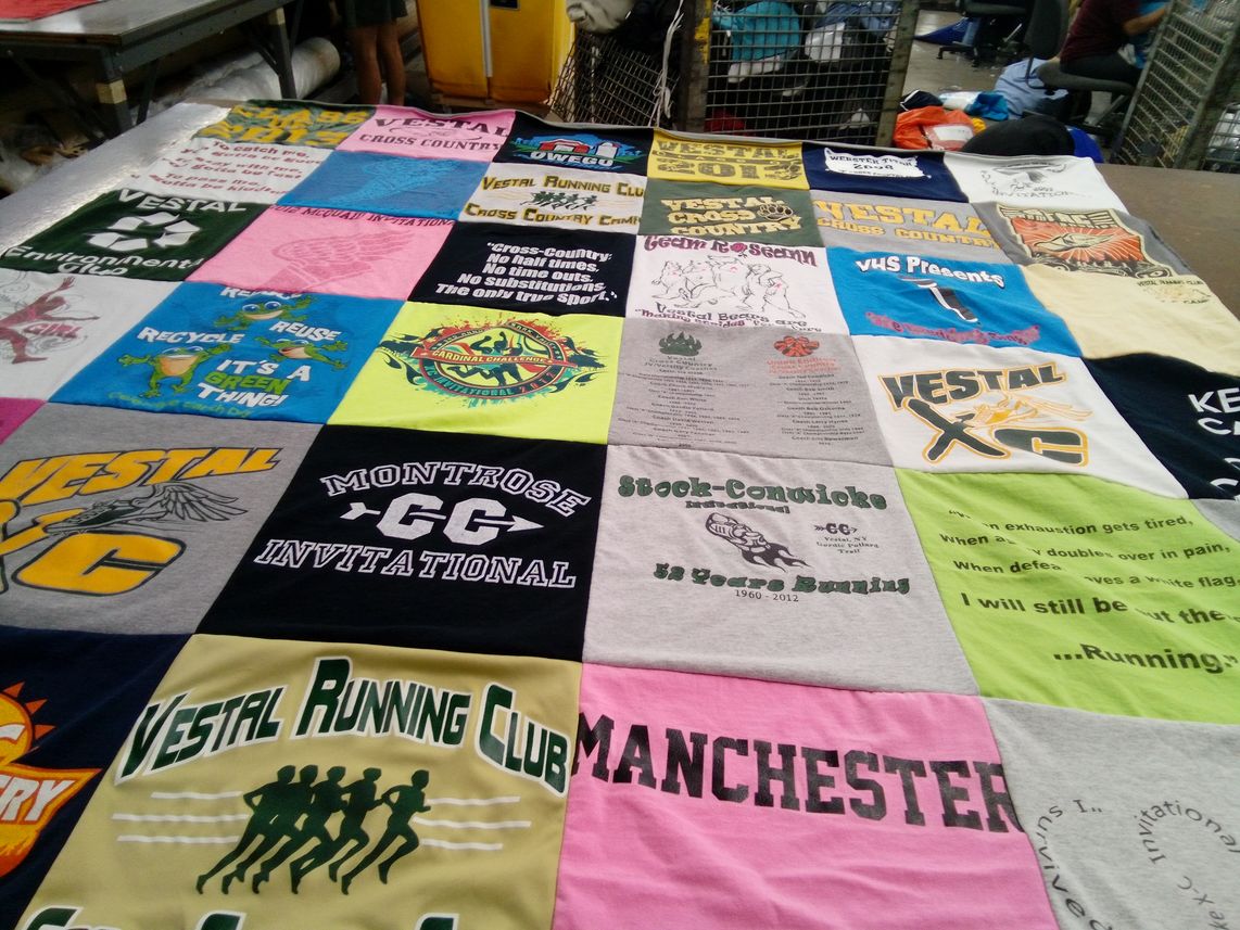 T-shirt quilt featuring vestal cross country team by Cassandra from NY