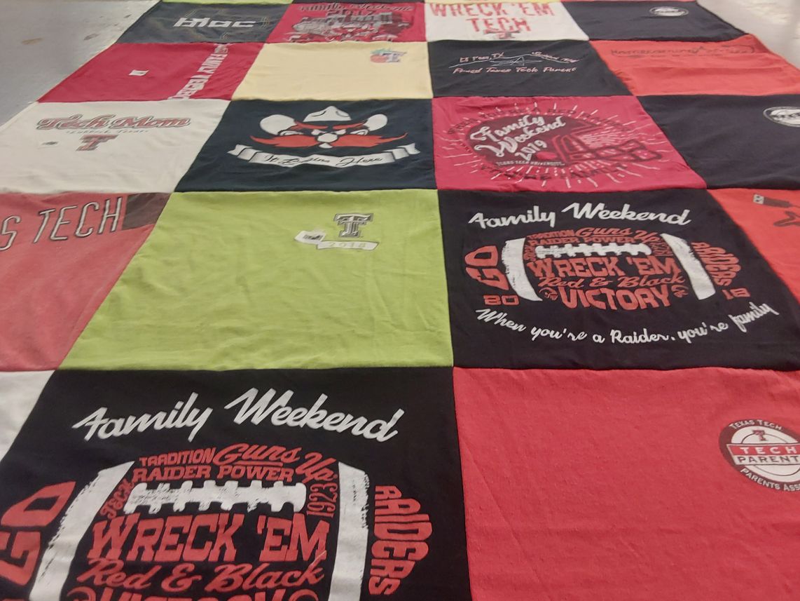 T-shirt quilt featuring texas tech university raiders by Maria from TX
