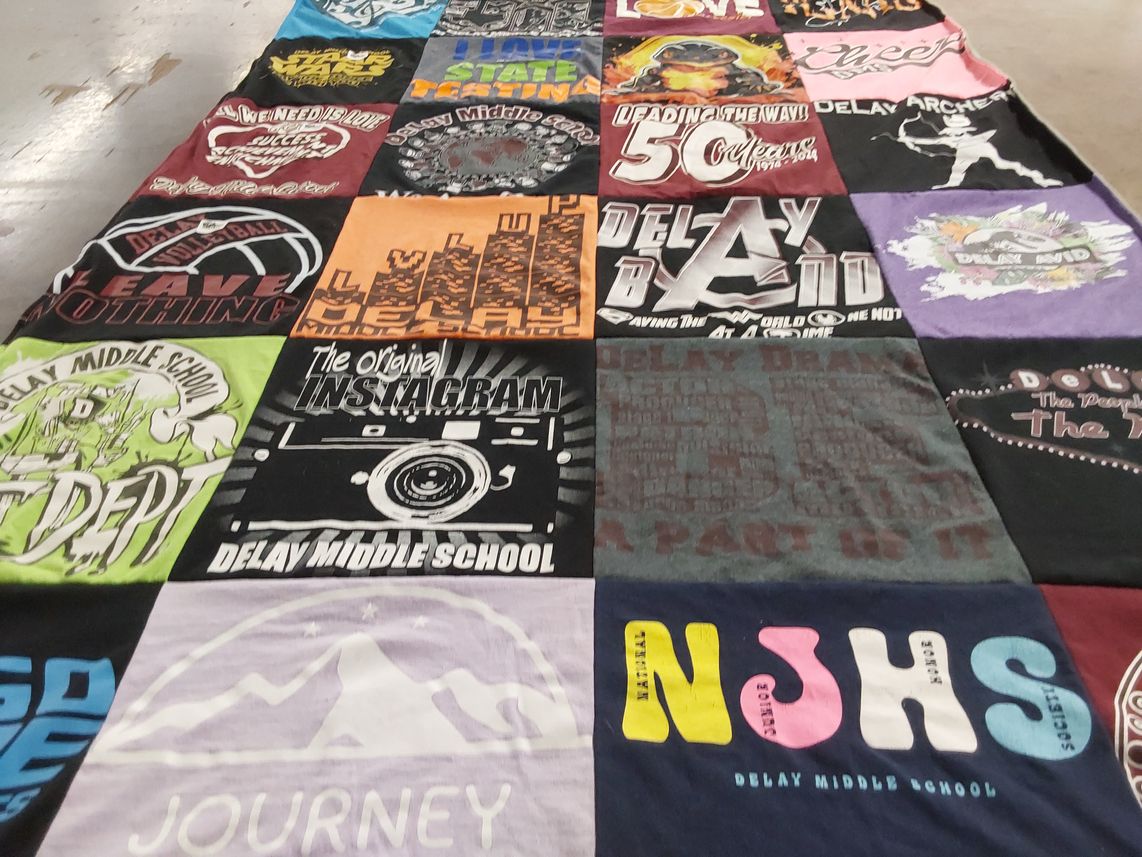 T-shirt quilt from delay middle school by Cindy from TX