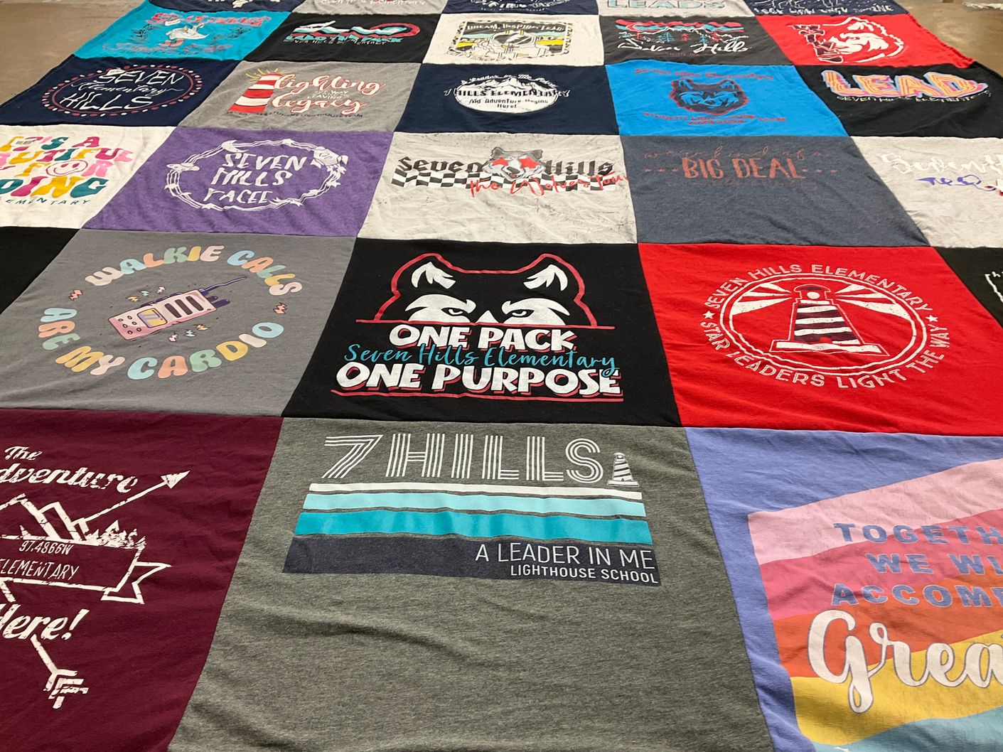T-shirt quilt from seven hills elementary school by Amy from TX