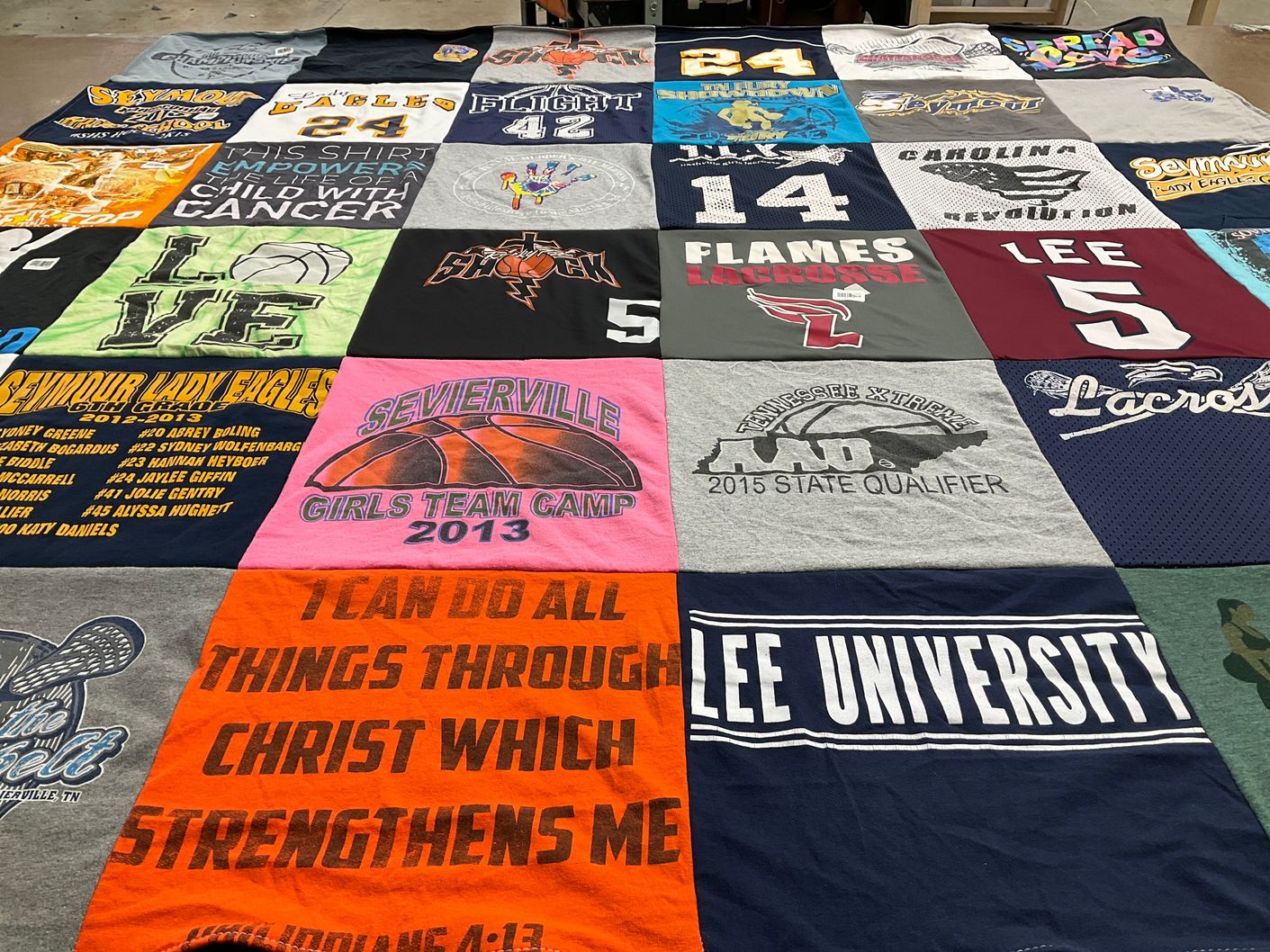 T-shirt quilt featuring sevierville eagles, carolina revolution by Jennifer from TN