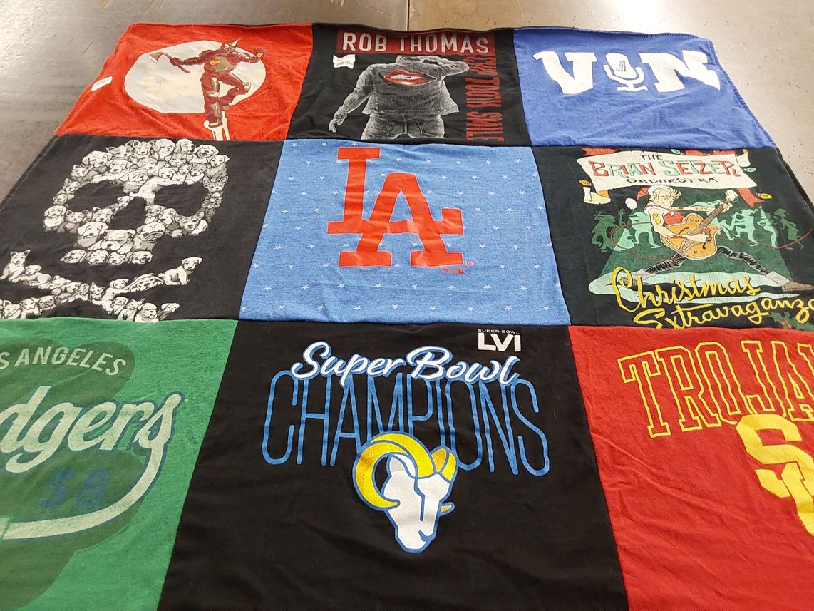 T-shirt quilt featuring los angeles dodgers, los angeles ram by Nicole from CA