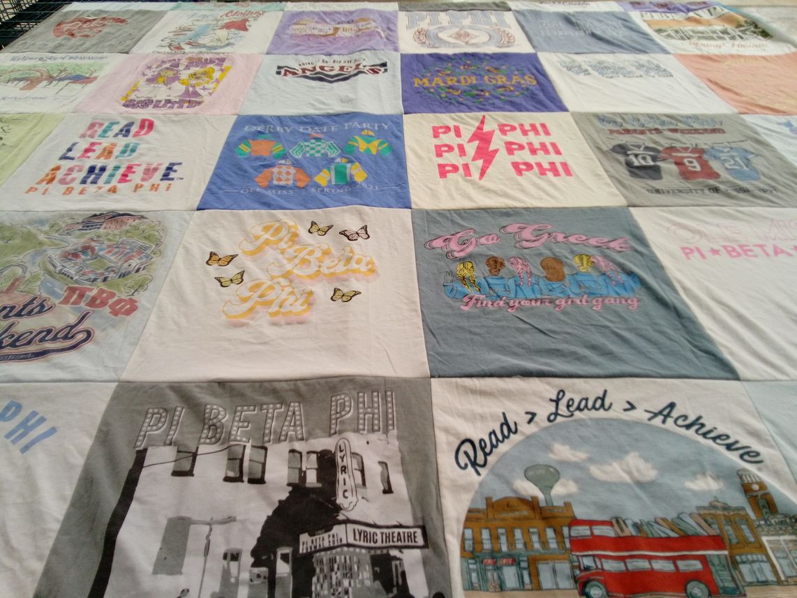 T-shirt quilt with sororities, fraternities themes by Leighanne from MS