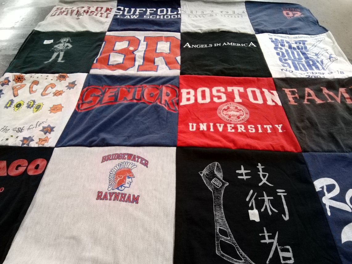 T-shirt quilt from suffolk university, boston university by Laura from MA