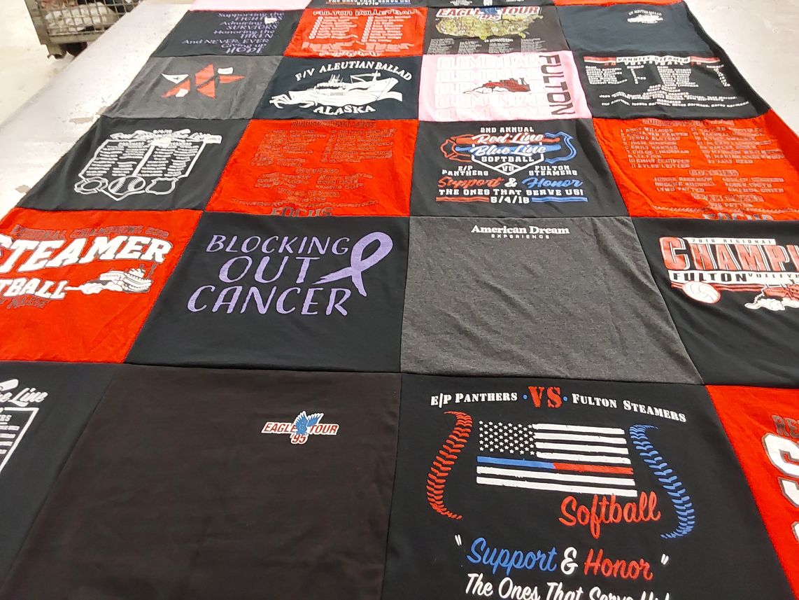 T-shirt quilt featuring fulton steamers softball, e/p panthers softball by Joyce from IL