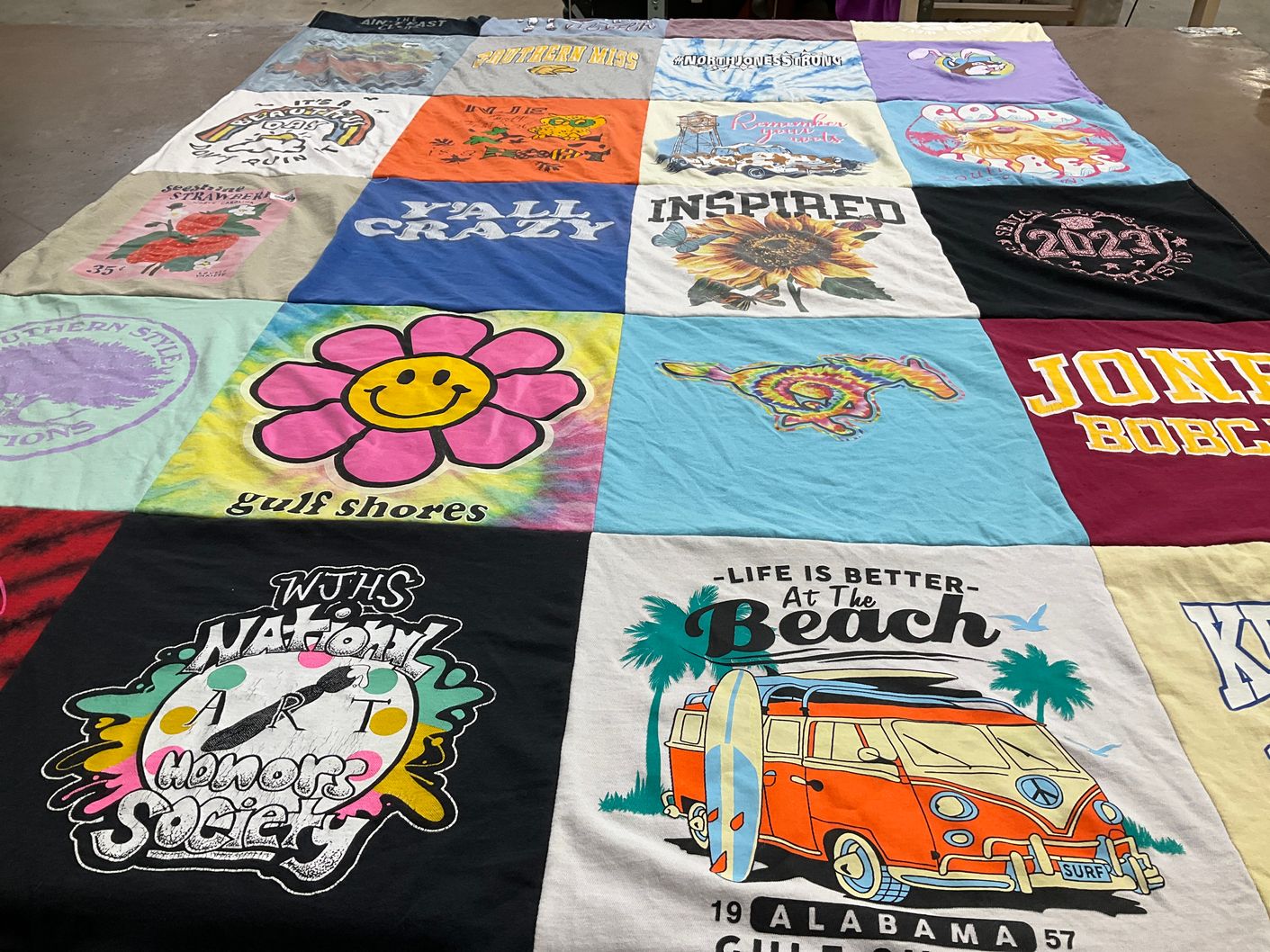 T-shirt quilt featuring jonestown bobcats by Stephanie from MS