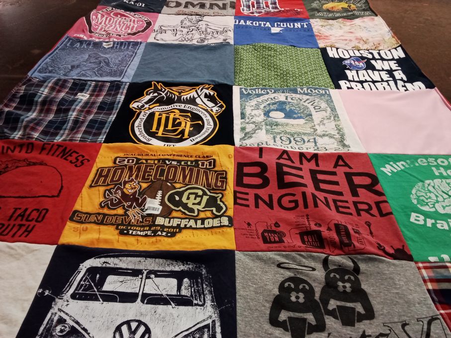 T-shirt quilt featuring arizona state university sun devils by Charlotte from MN