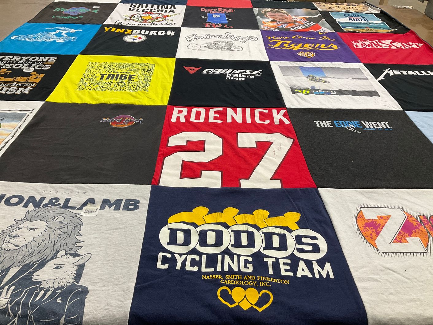 T-shirt quilt featuring tigers by Edward from IN