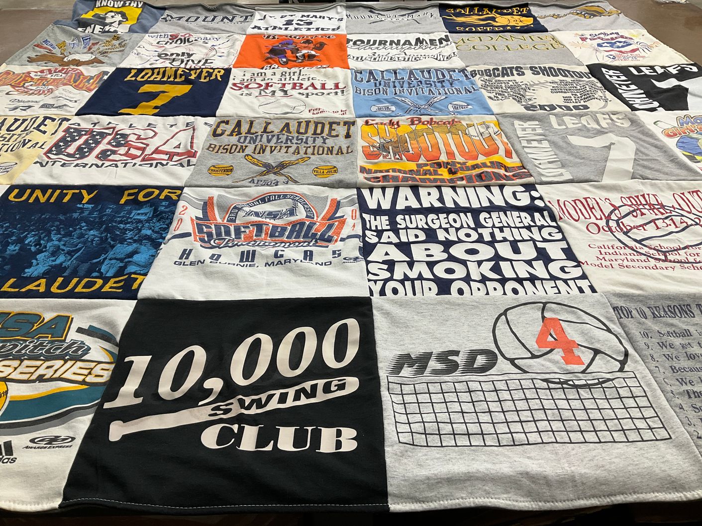 T-shirt quilt from gallaudet university by Laura from MN