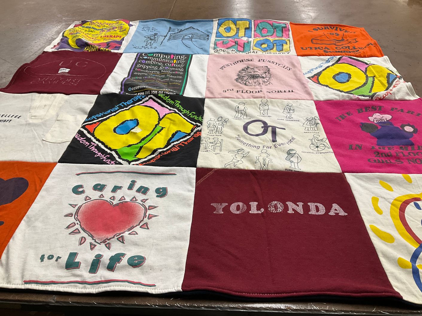 T-shirt quilt from utica college by Yolonda from FL