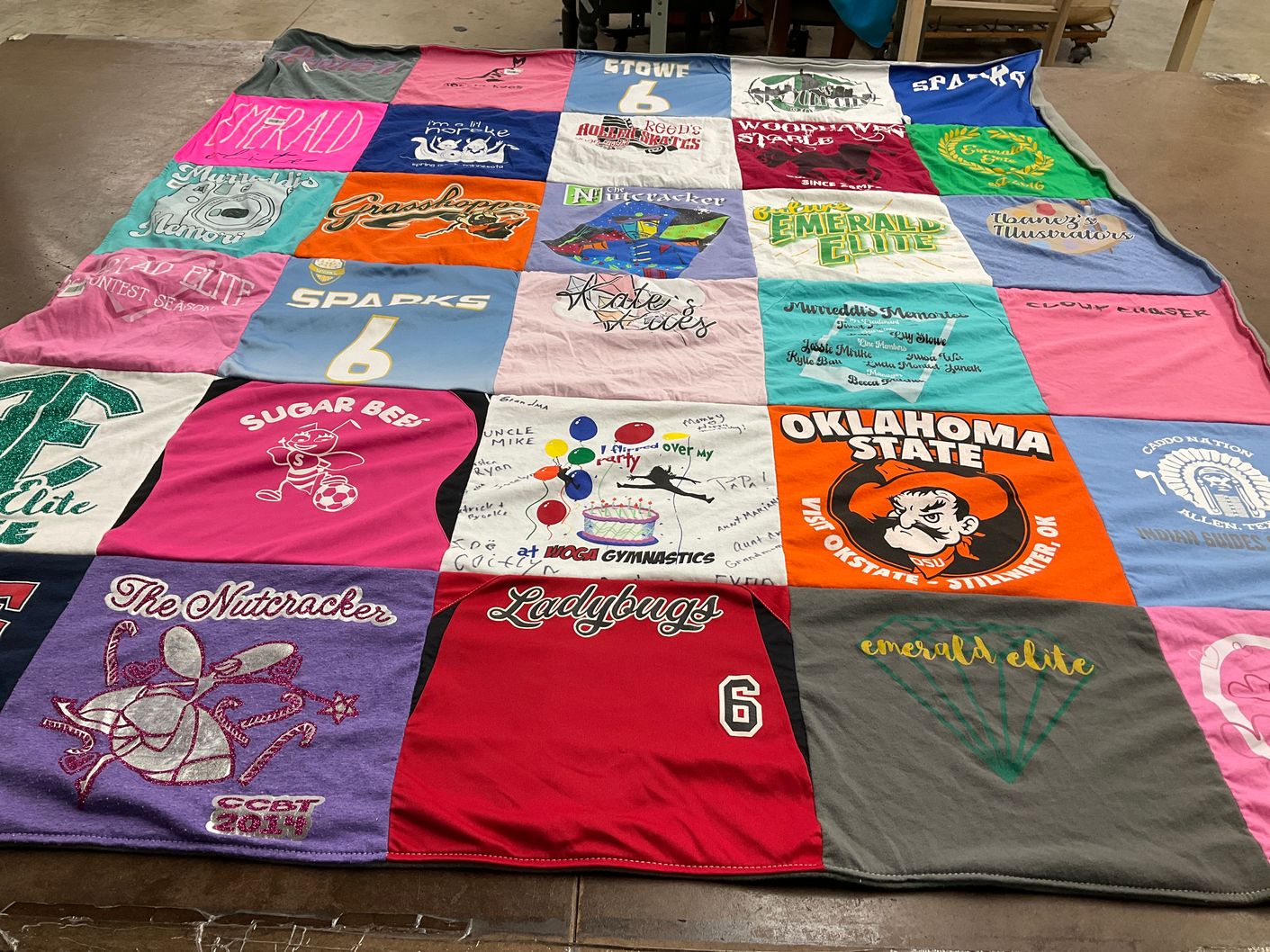 T-shirt quilt featuring emerald elite, sugar bees by Kimberly from TX