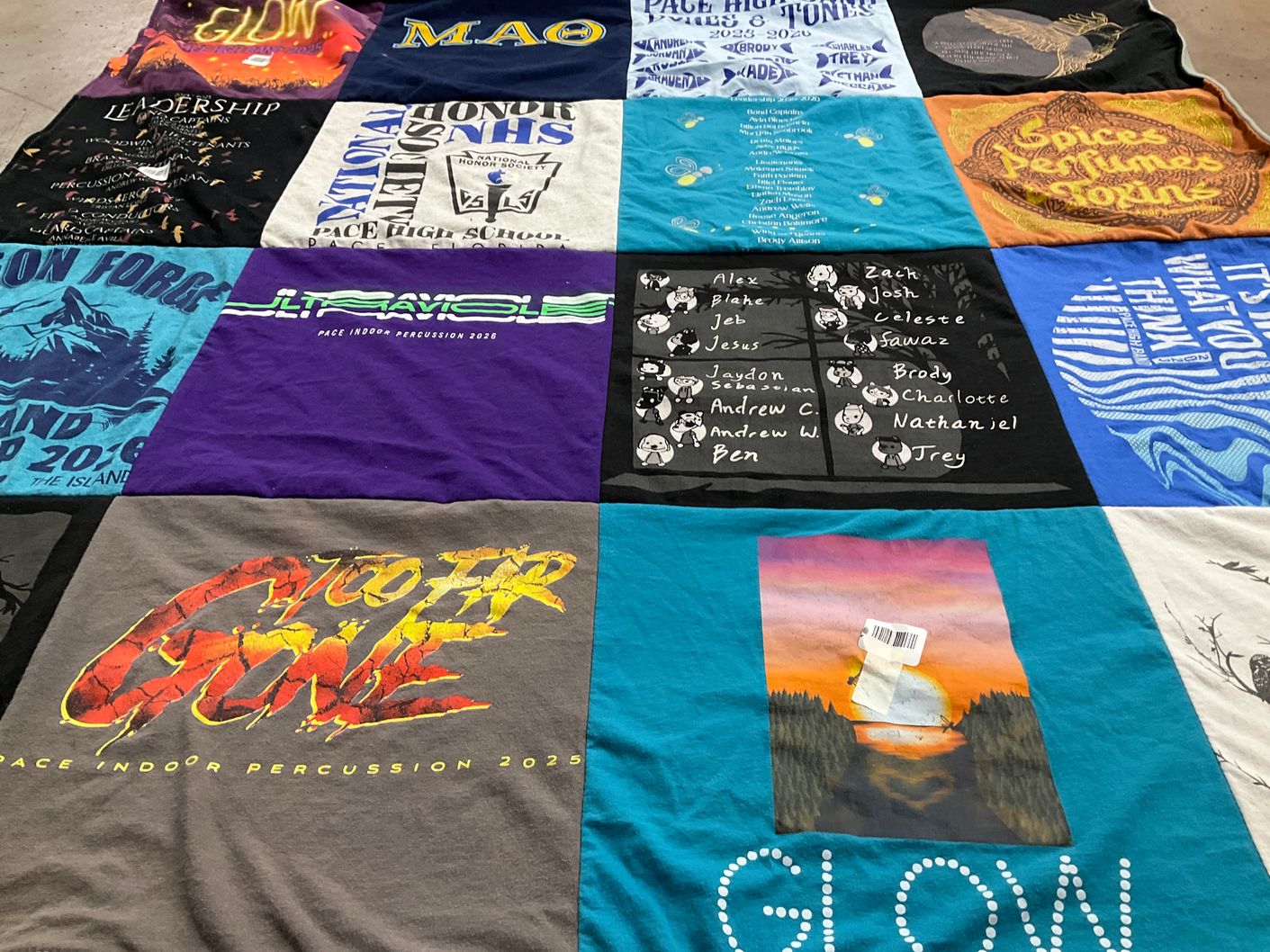 T-shirt quilt featuring pace indoor percussion by Casey from FL