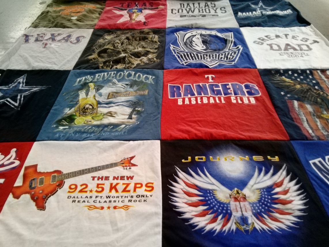 T-shirt quilt featuring dallas cowboys, mavericks by Lindsay from TX