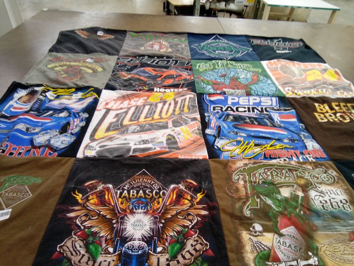 T-shirt quilt with nascar, racing themes by Tommy from KS
