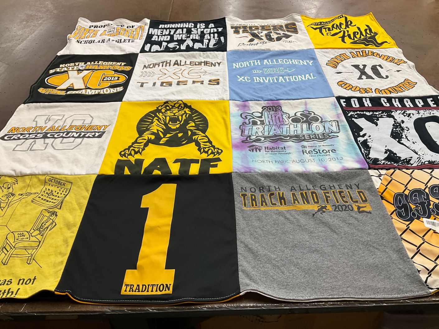 T-shirt quilt featuring north allegheny cross country, north allegheny track and field by Taylor from PA