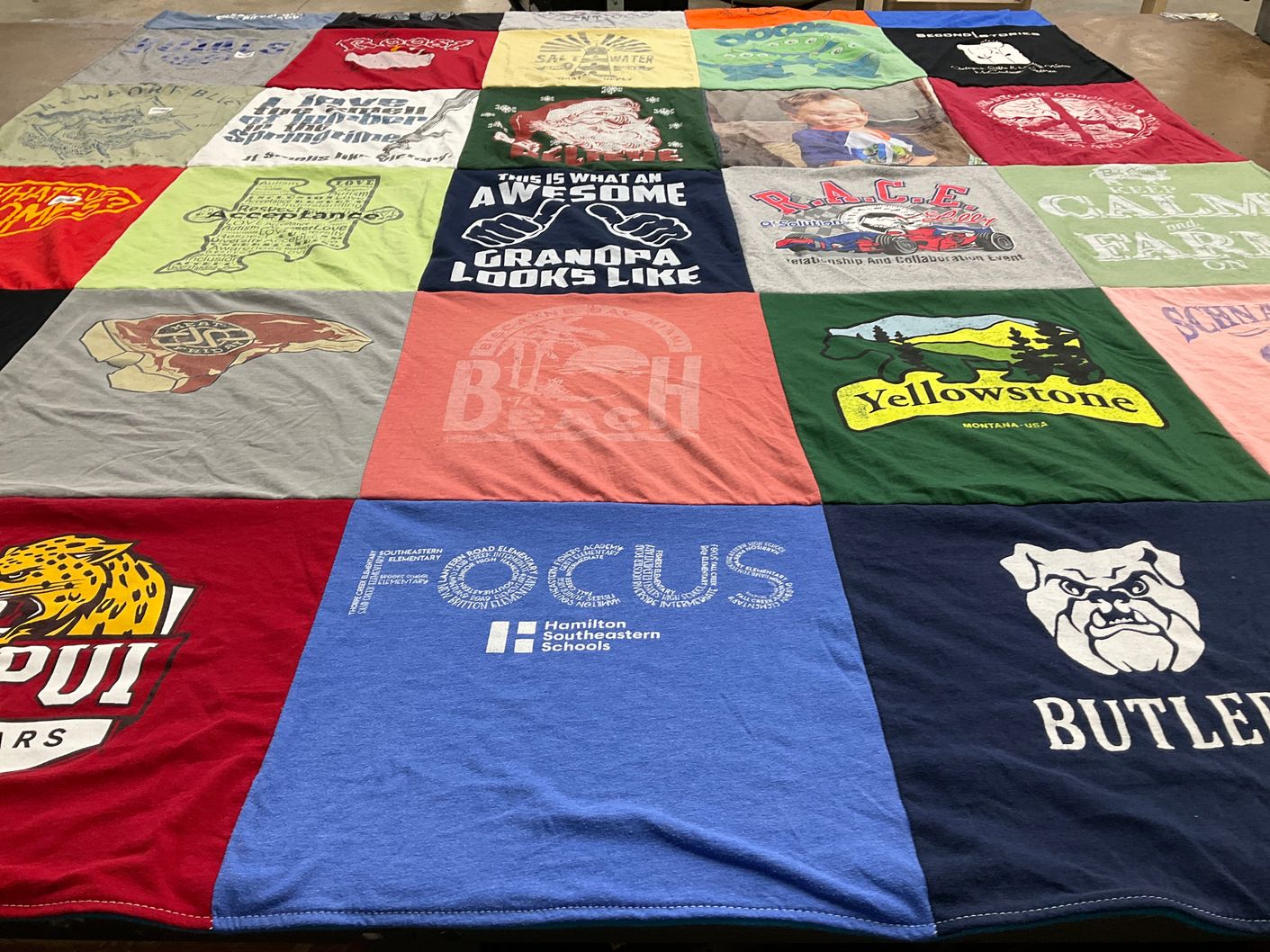 T-shirt quilt featuring indiana university purdue university indianapolis, iupui jaguars by James from IN