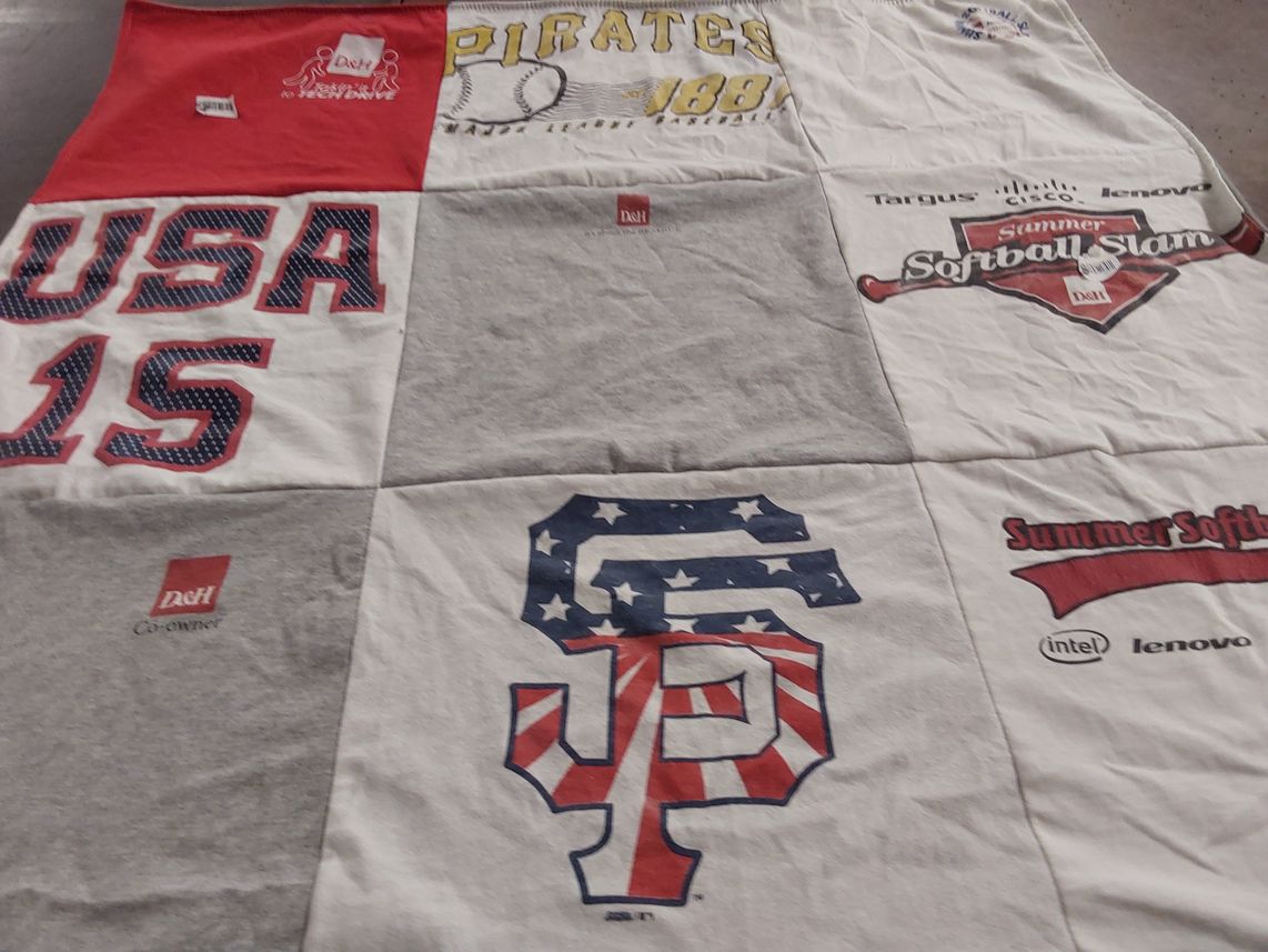 T-shirt quilt with softball themes by Amanda from PA