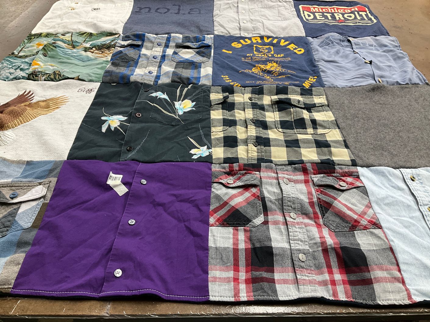 T-shirt quilt with outdoors, travel themes by Brittney from FL
