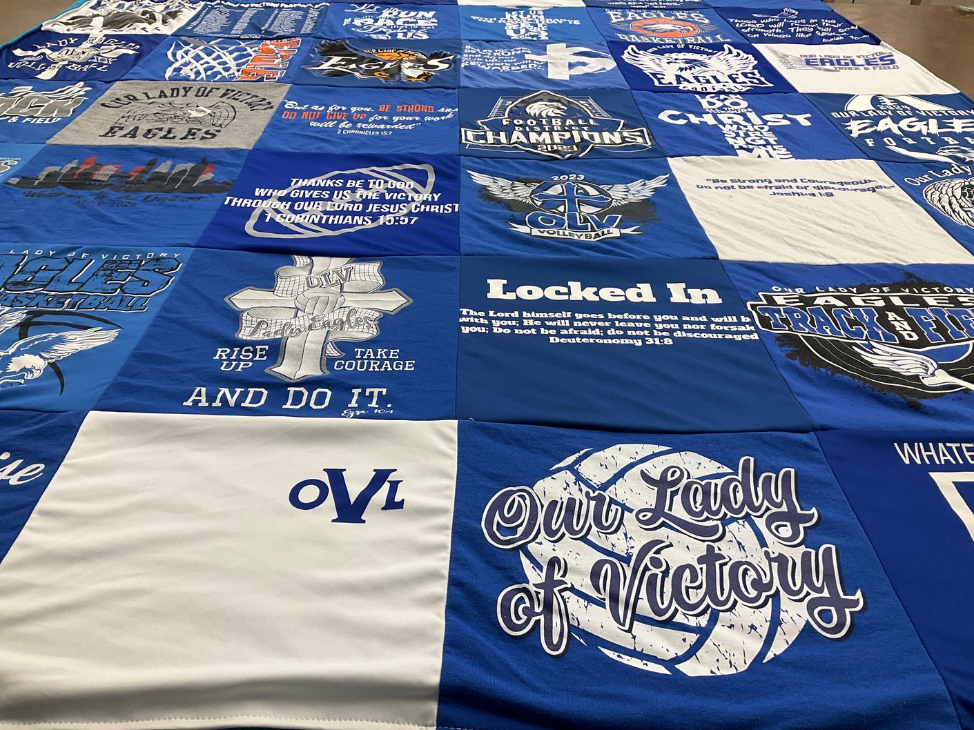 T-shirt quilt featuring eagles basketball, eagles football by Jamie from TX