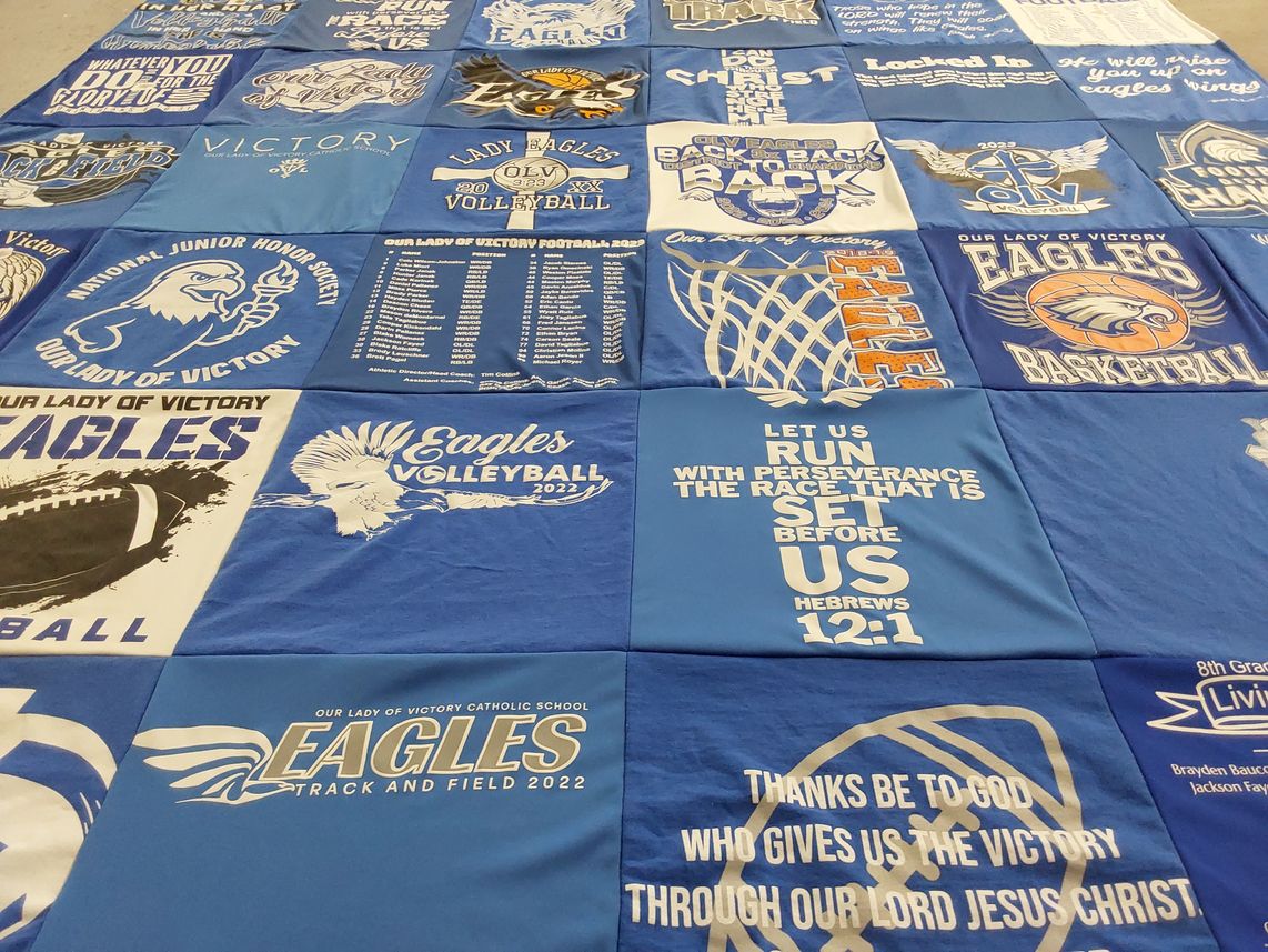 T-shirt quilt featuring eagles volleyball, lady eagles volleyball by Jamie from TX