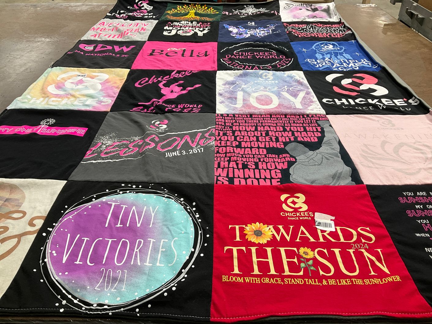 T-shirt quilt with dance themes by Denise from MA