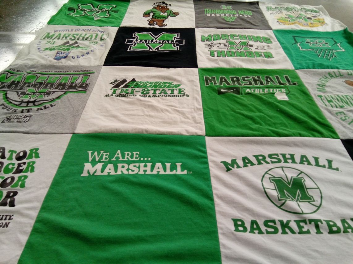 T-shirt quilt featuring marshall thundering herd by Kelly from KY