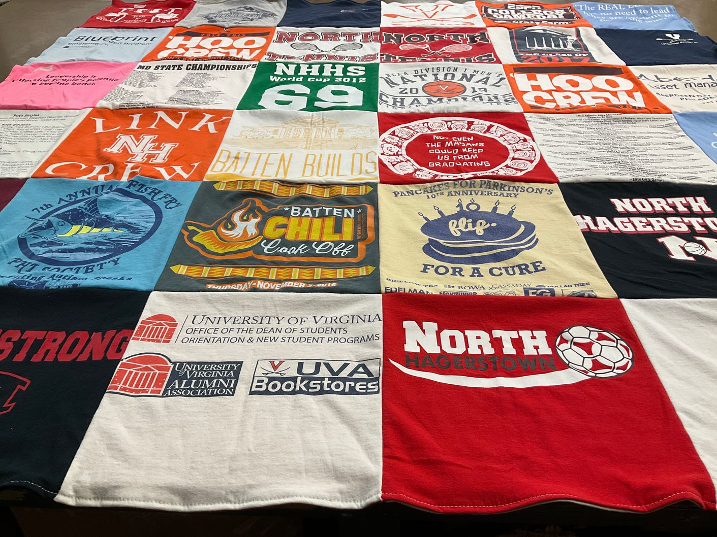 T-shirt quilt featuring north hagerstown high school soccer, university of virginia sports by James from VA