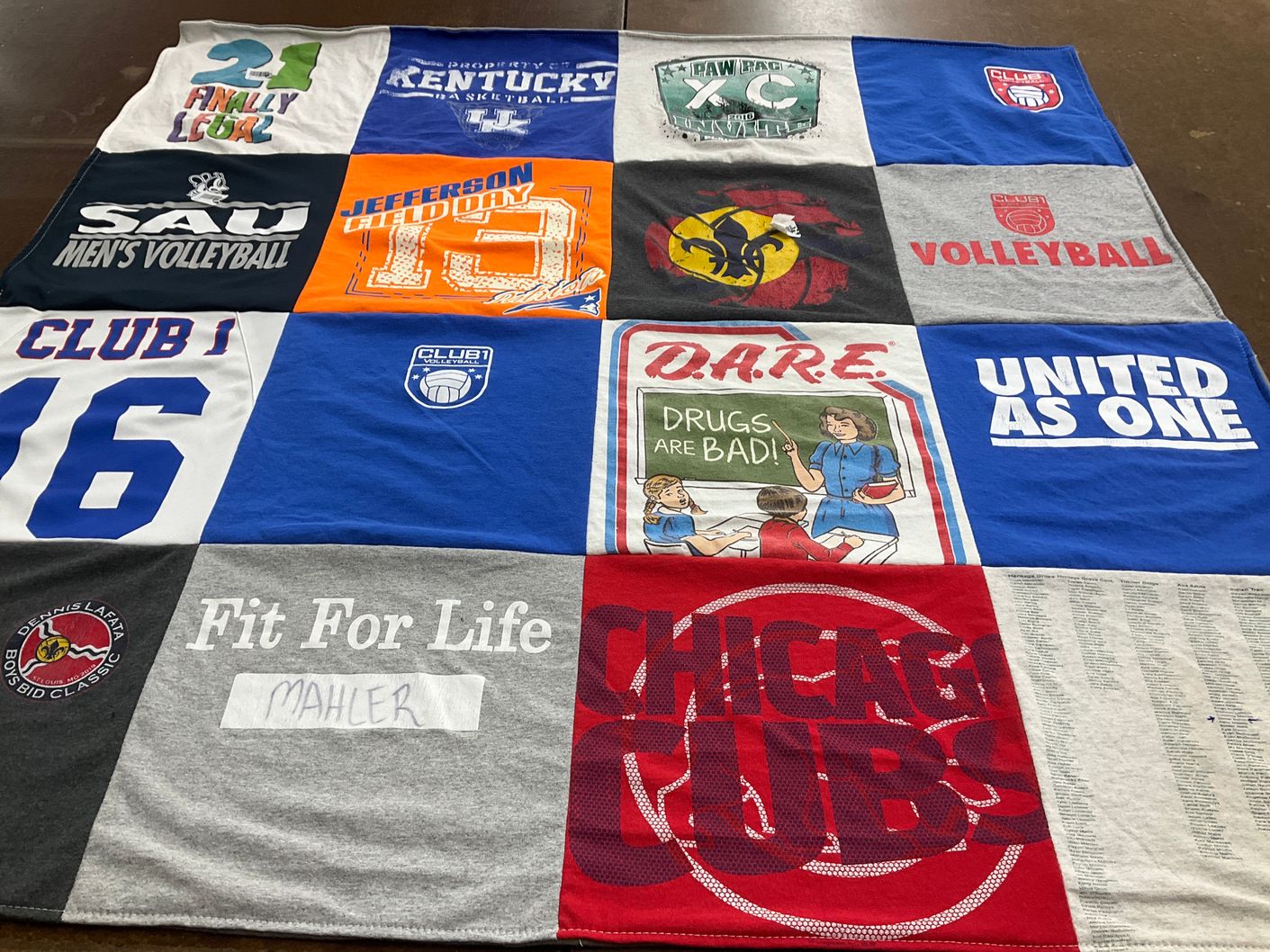 T-shirt quilt featuring university of kentucky, chicago cubs by Margie from IL