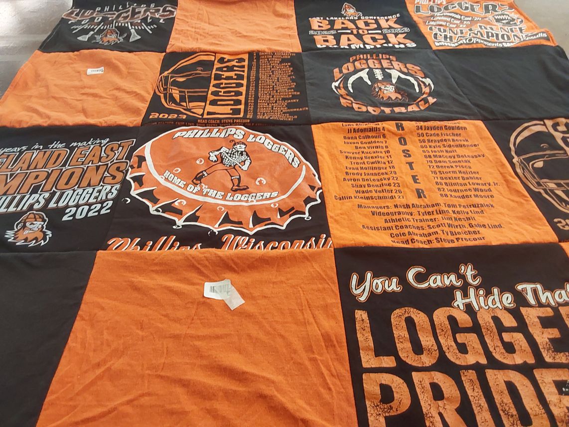 T-shirt quilt featuring phillips loggers football by Kelly from TX