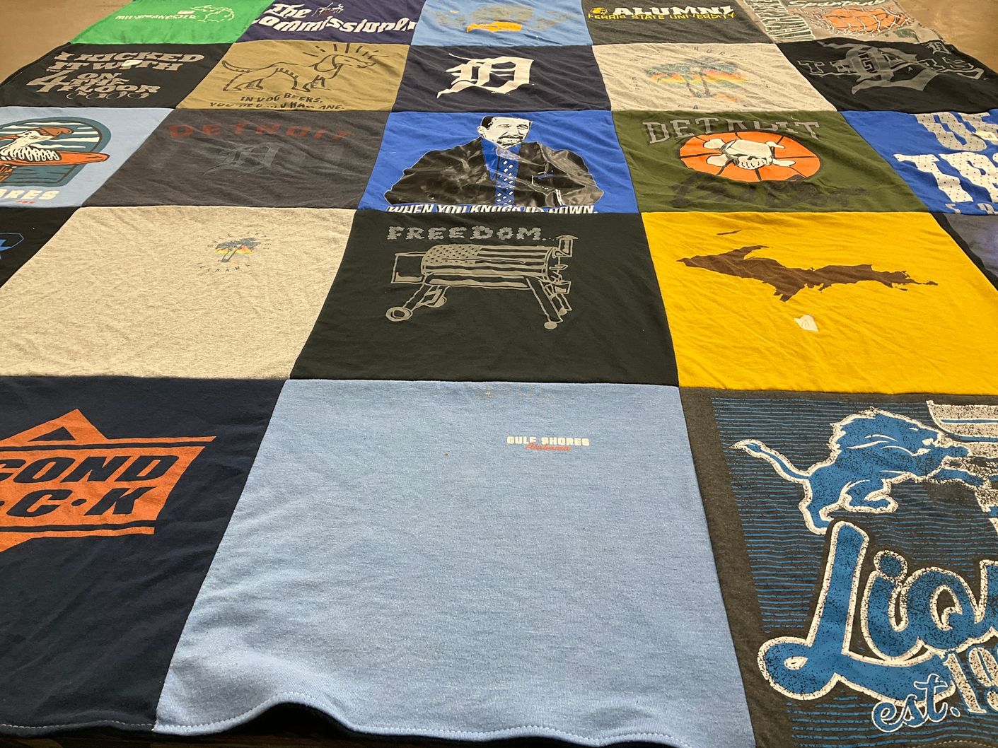 T-shirt quilt featuring detroit lions by Lisa from PA