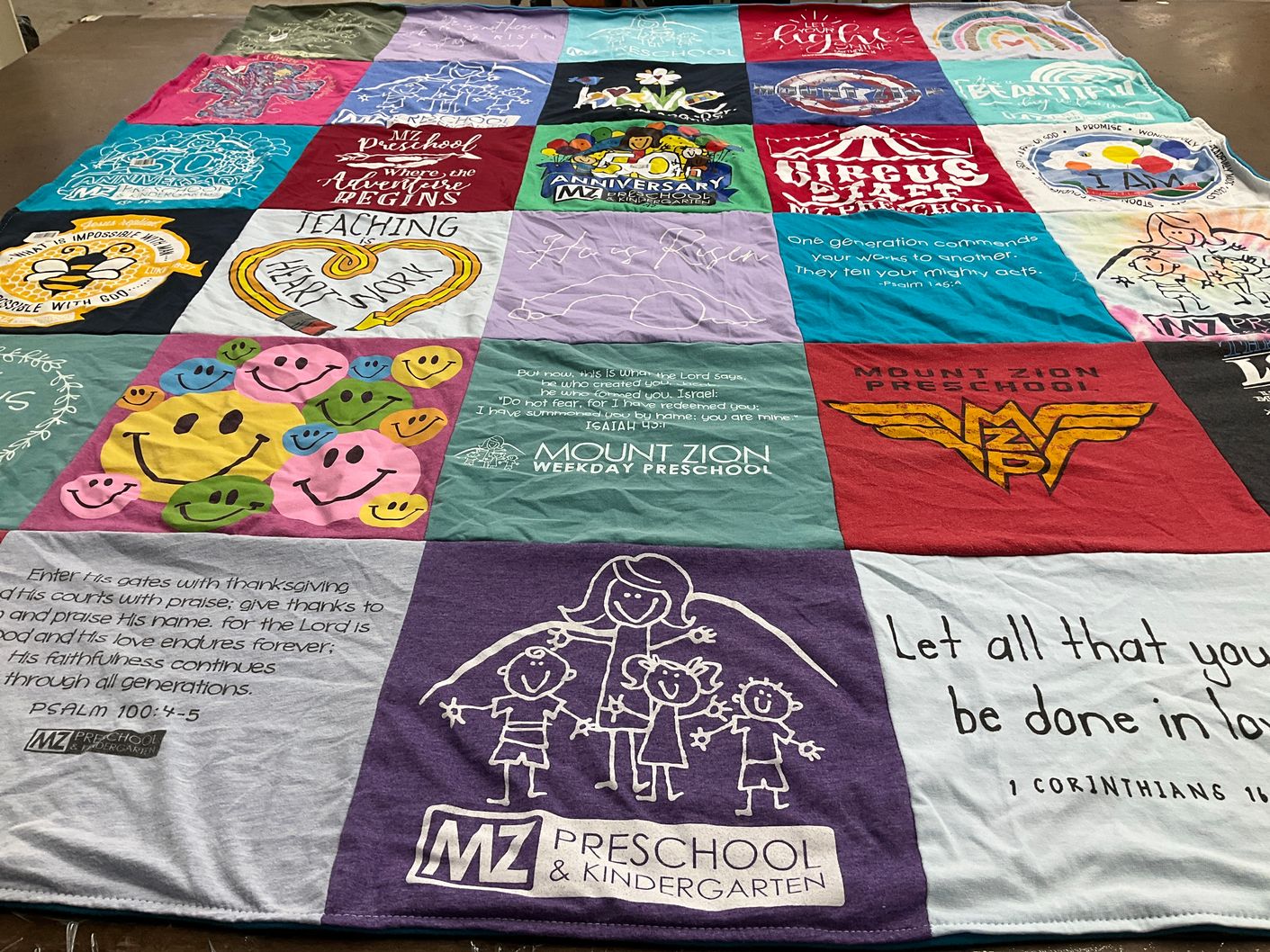 T-shirt quilt from mount zion preschool by Amy from GA
