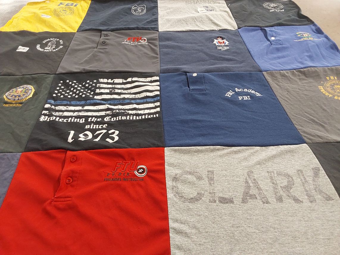 T-shirt quilt from fbi academy by SUSAN from PA