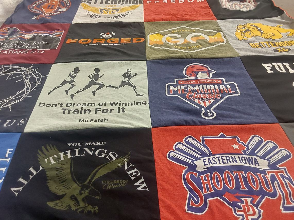 T-shirt quilt from bettendorf high school by Lisa from IA