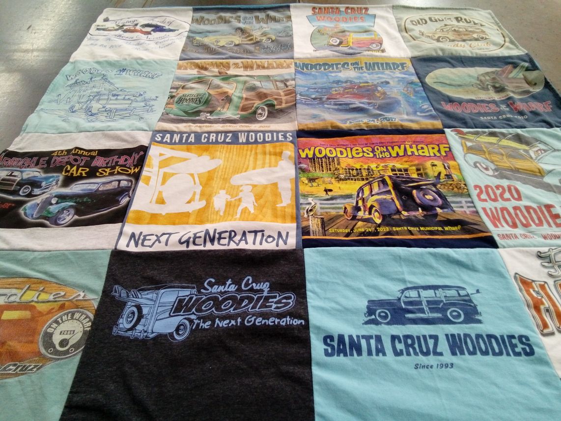 T-shirt quilt with classic cars, car shows themes by Tascha from CA