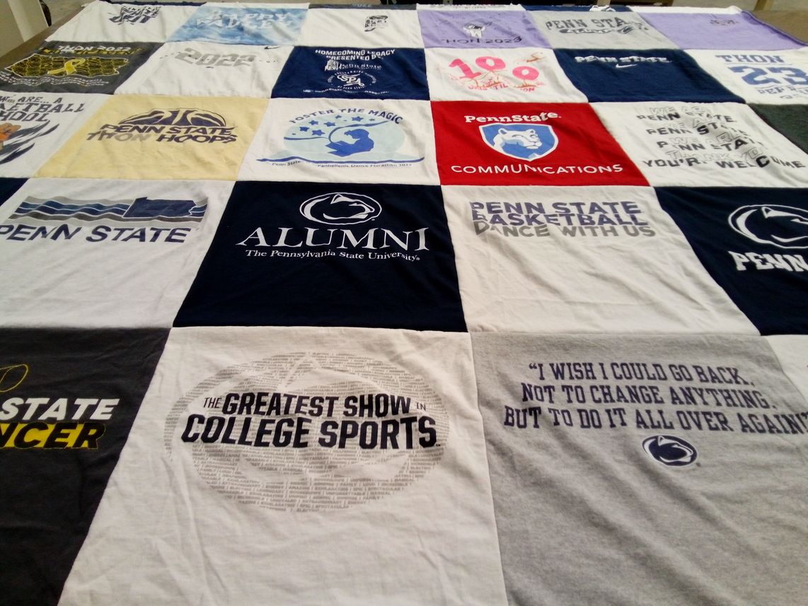 T-shirt quilt featuring penn state basketball, penn state soccer by Laura from NJ