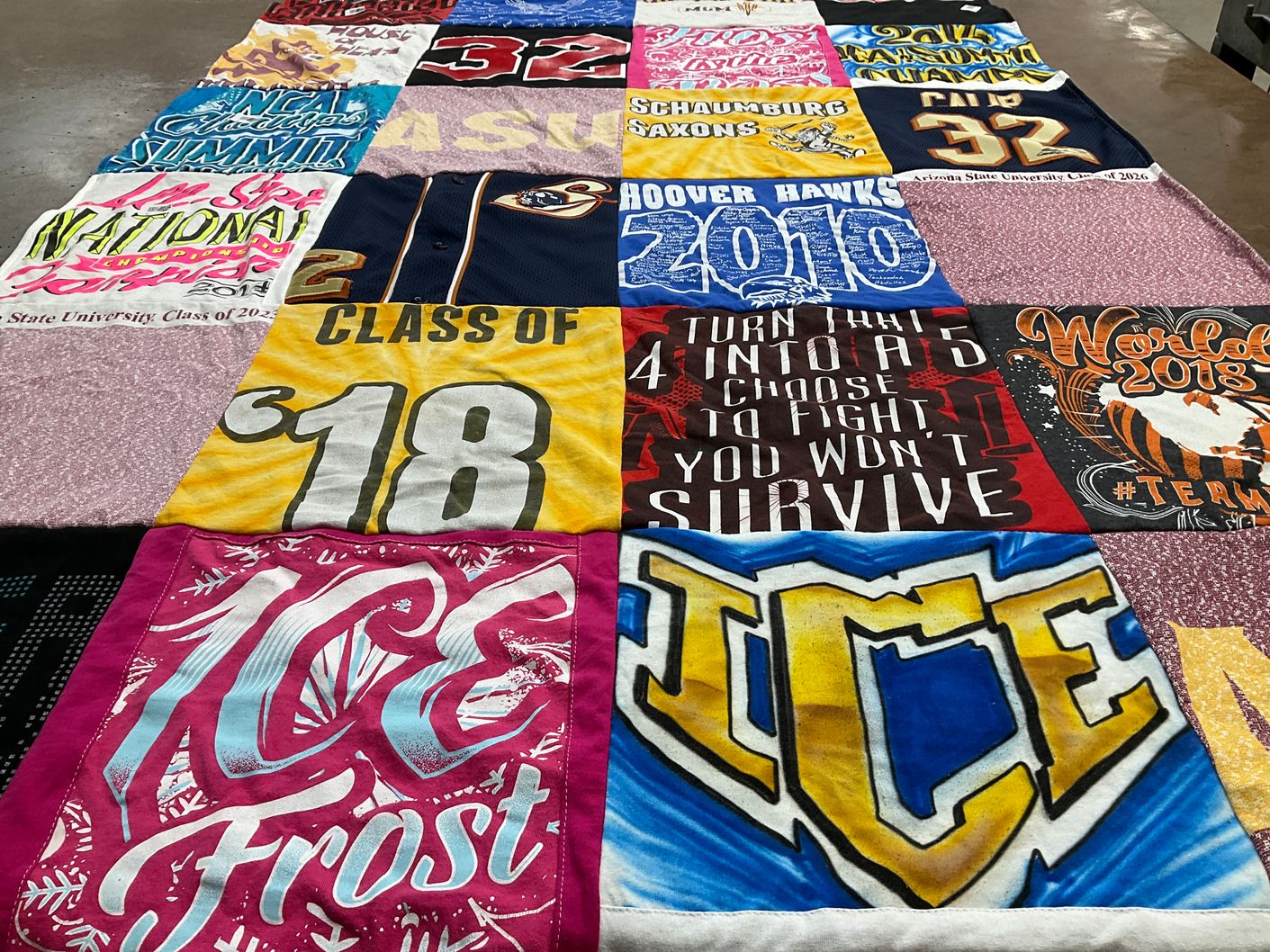 T-shirt quilt featuring hoover high school hawks by chris from IL
