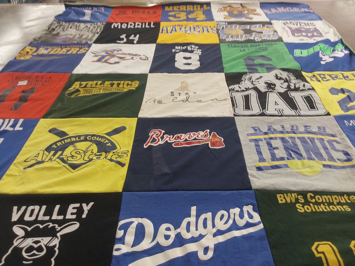 T-shirt quilt from trimble county high school by Maggie from KY