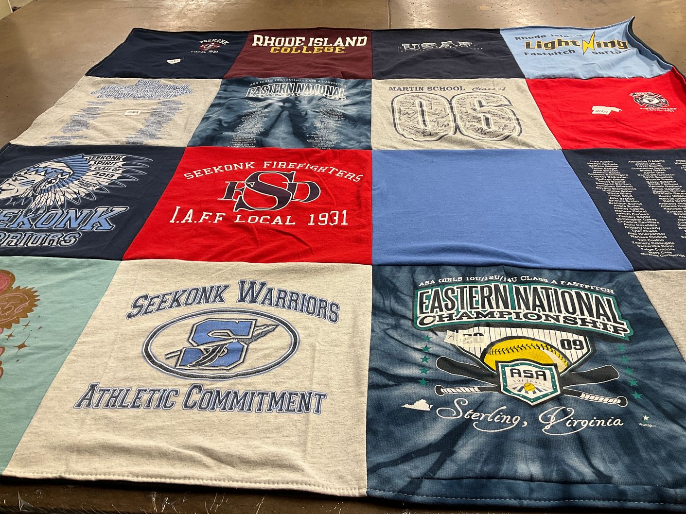 T-shirt quilt featuring seekonk warriors by Omer from MA