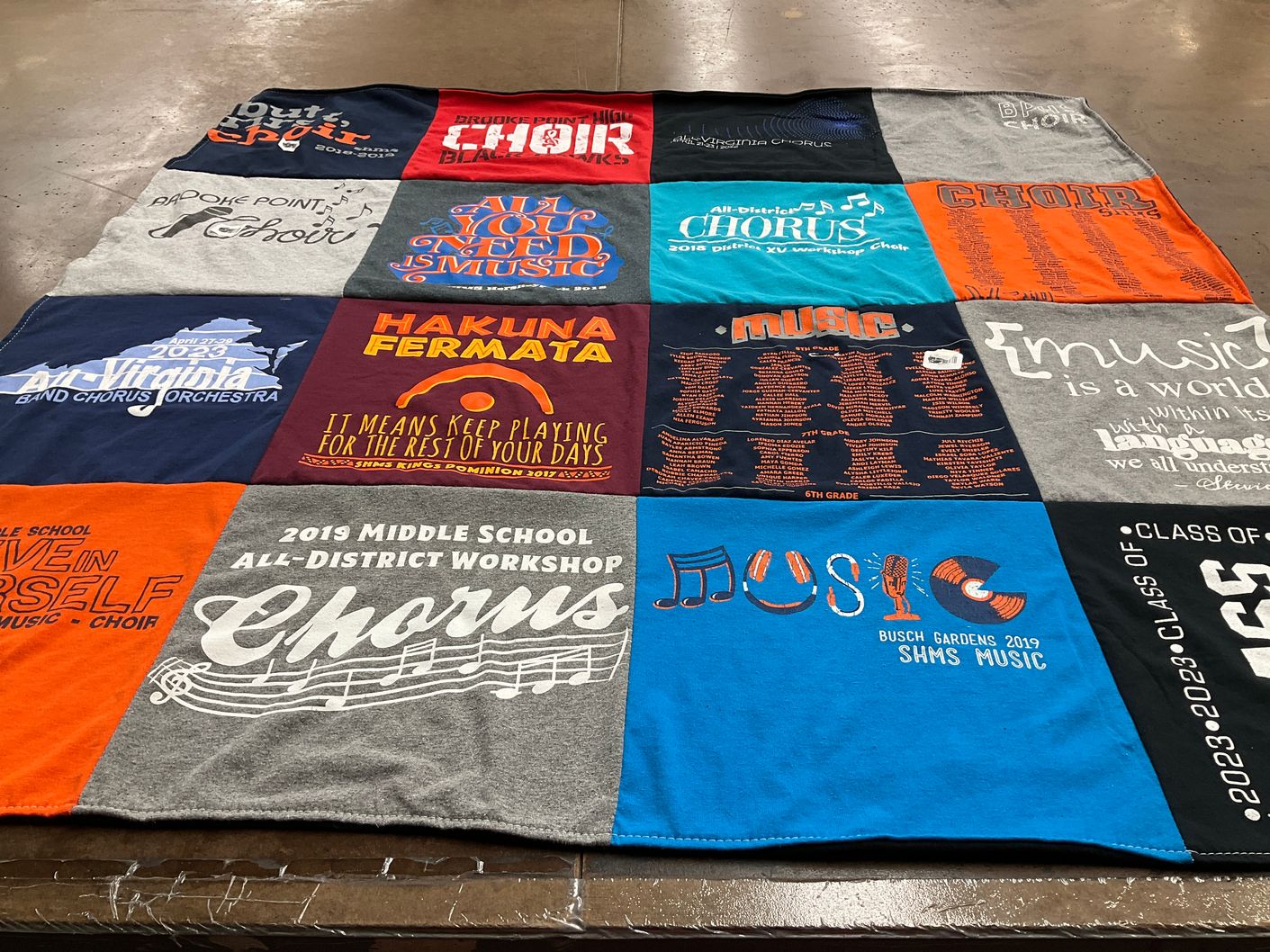 T-shirt quilt from shms middle school by Stephanie from VA