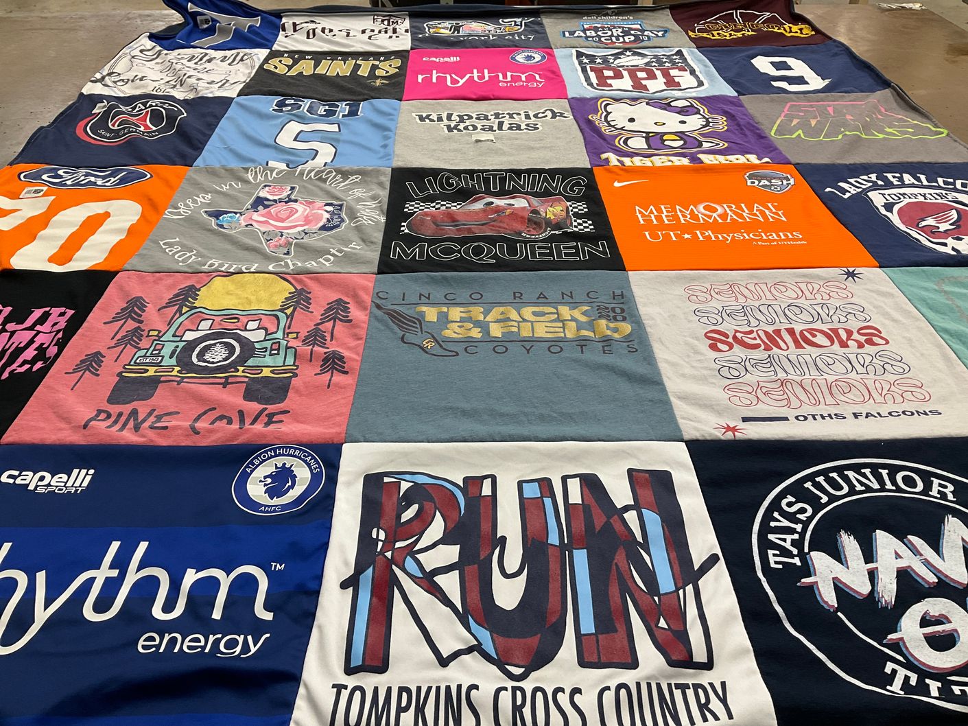 T-shirt quilt featuring tompkins cross country, cincoranch coyotes by Sherryl from TX