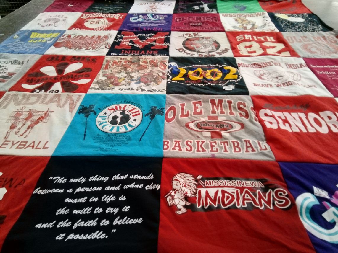 T-shirt quilt featuring ole miss basketball, mississinewa indians by Marjie from IN