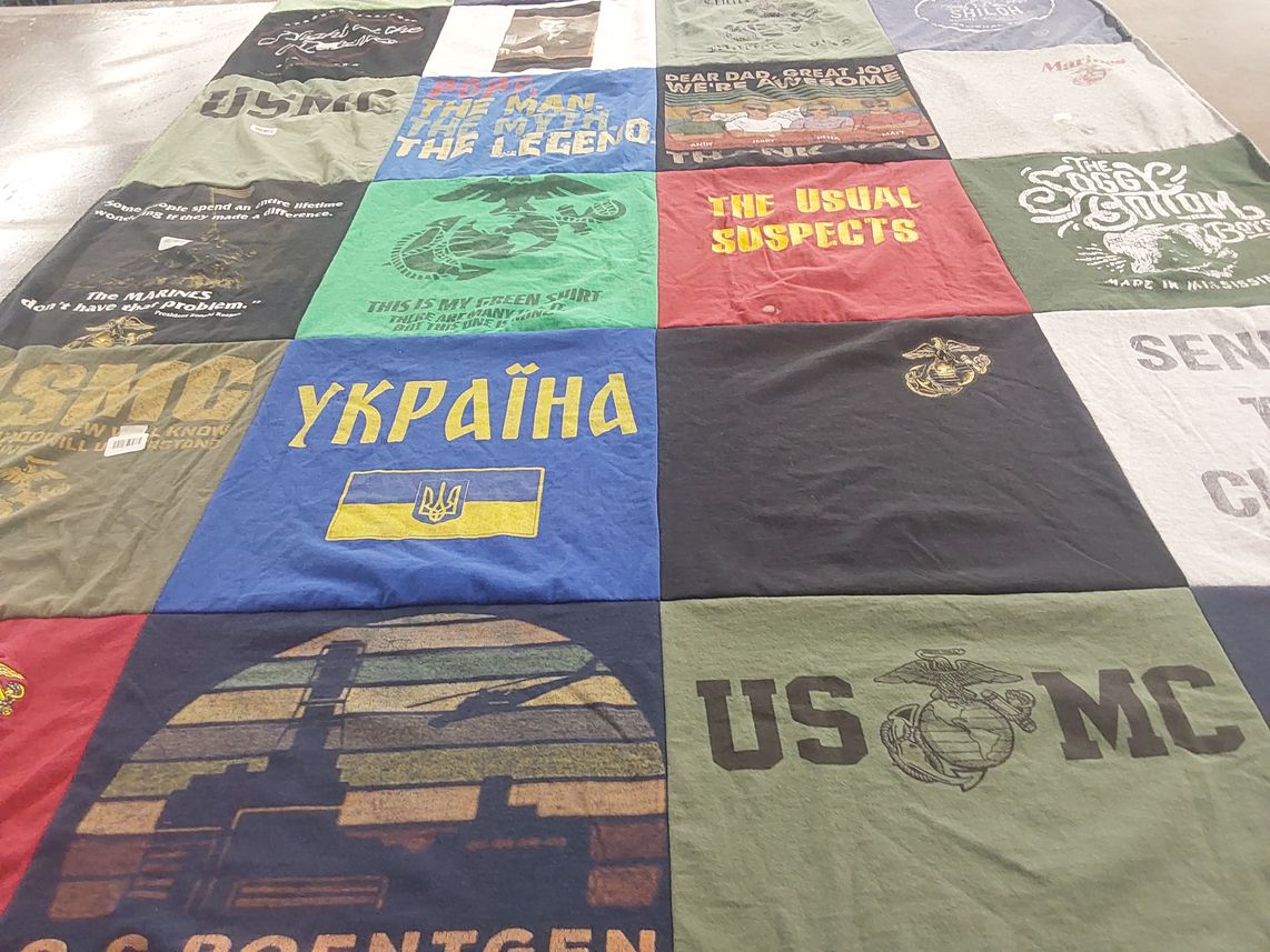 T-shirt quilt with military, patriotism themes by Susan from TN