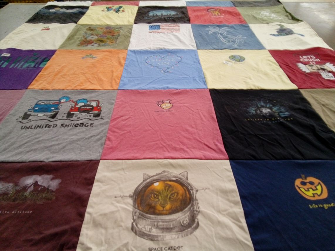 T-shirt quilt with nature, space themes by April from TN