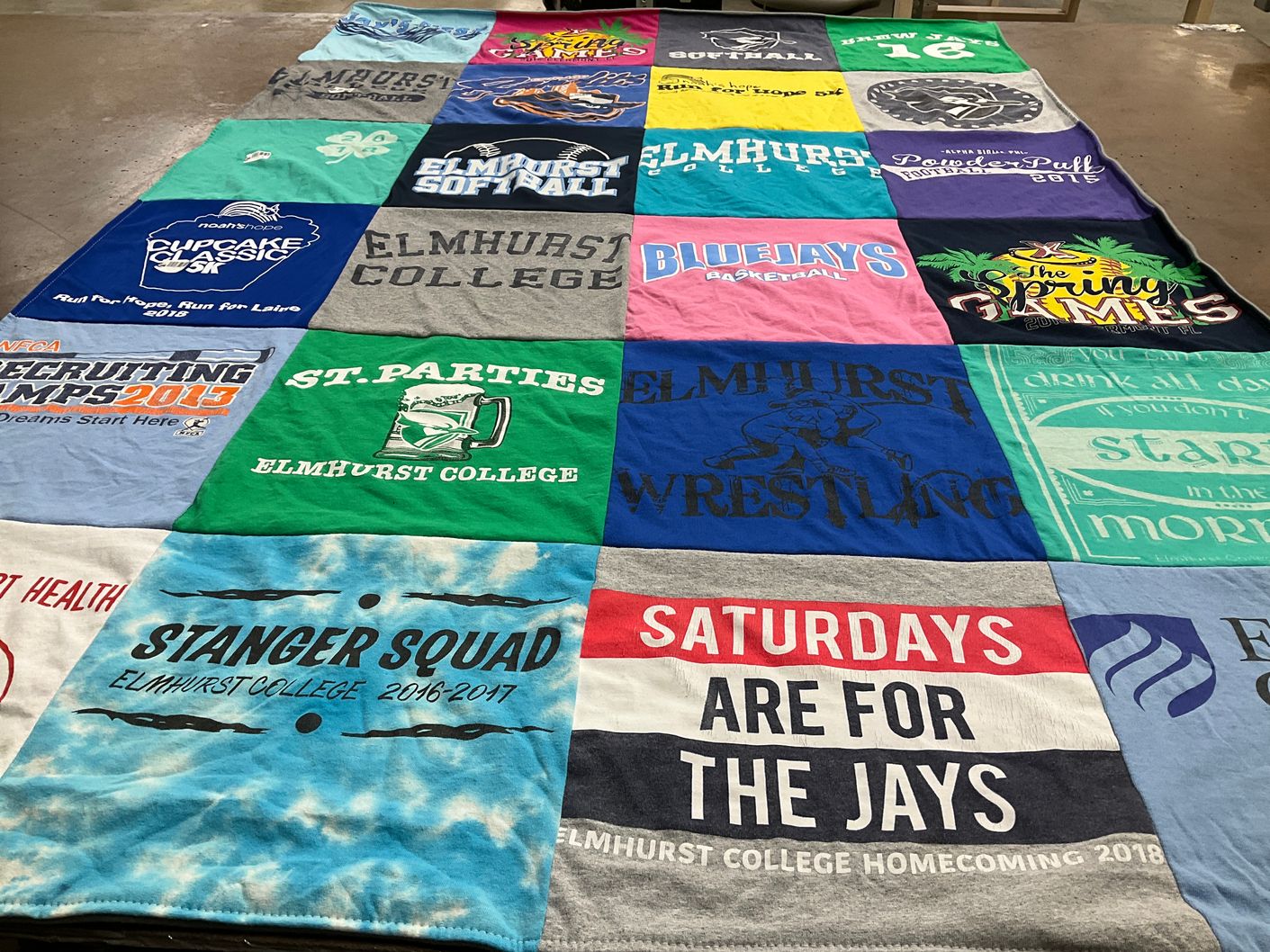 T-shirt quilt from elmhurst college by Erin from IL