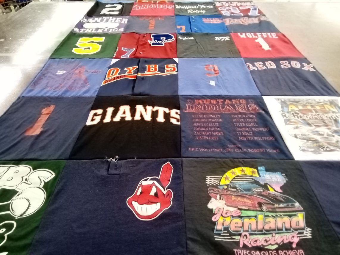 T-shirt quilt featuring san francisco giants, red sox by charlotte from TX