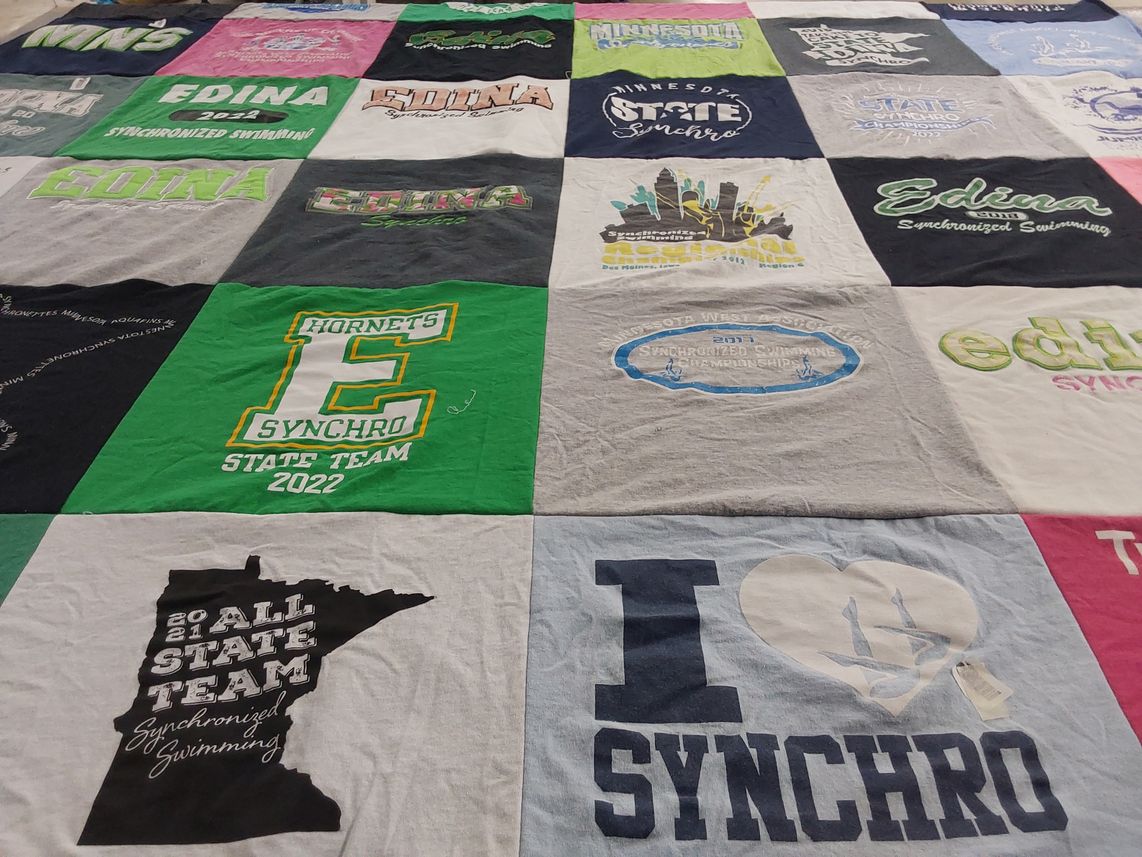 T-shirt quilt featuring edina synchronized swimming by Zofi from MN