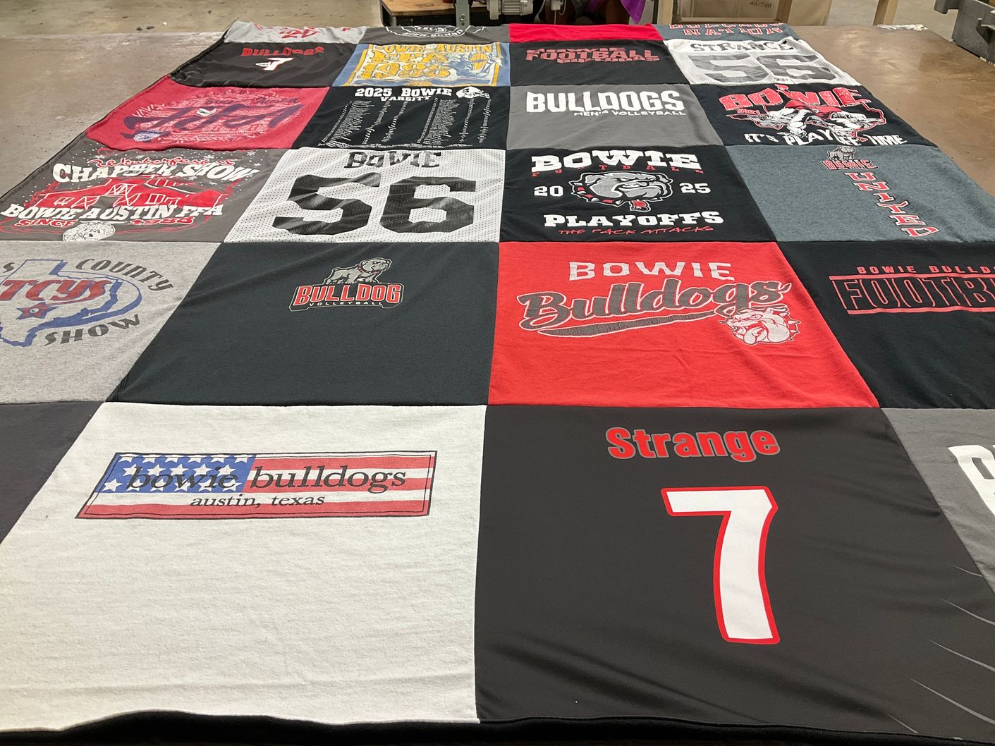 T-shirt quilt featuring bowie bulldogs by Denise from TX